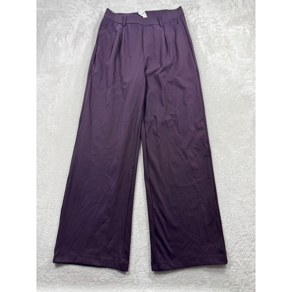 Halara Womens Wide Leg Pleated Purple Trousers M tall Meas: 28x31